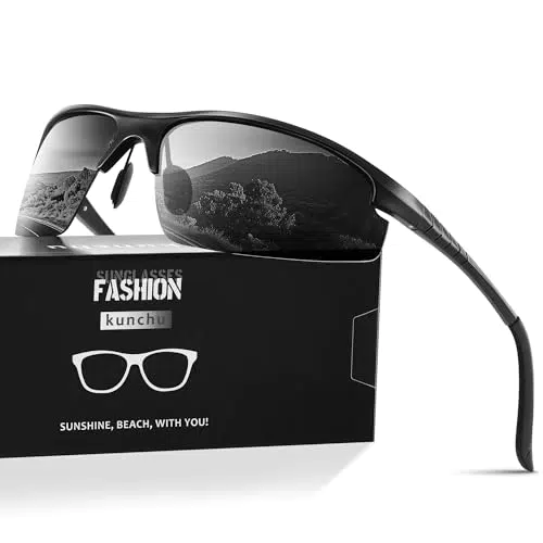 Kunchu Polarised Sonnenbrille für Herren - Ultraleicht, UV400, Sportbrille