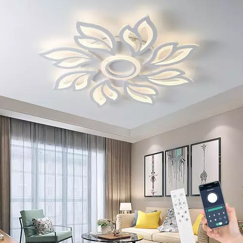 LED Deckenleuchte Wohnzimmer 80W Modern dimmbar mit Fernbedienung und APP