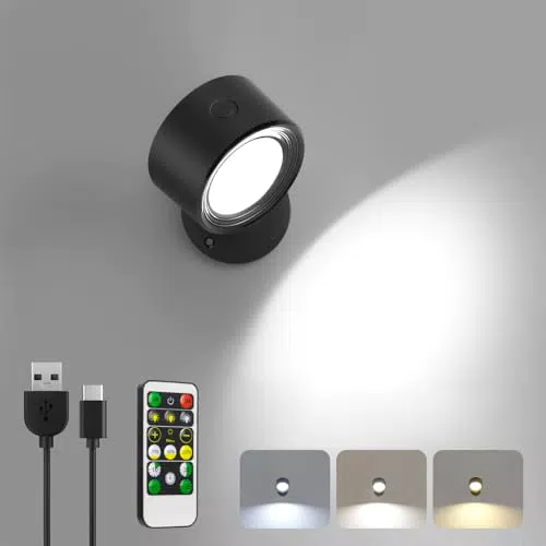 LED Wandleuchte mit Fernbedienung – Dimmbar und 360° drehbar für Wohnzimmer und Schlafzimmer