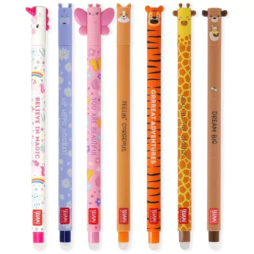 LEGAMI Gelstifte mit radierbarer Tinte und verschiedenen Designs, 0,7 mm Spitze