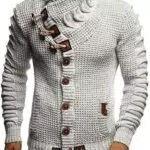 Leif Nelson Herren Strickjacke Schwarz Größe 3XL mit Knöpfen Regular Fit