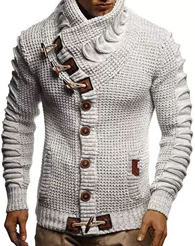 Leif Nelson Herren Strickjacke Schwarz Größe 3XL mit Knöpfen Regular Fit
