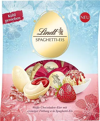 Lindt Spaghetti-Eis-Eier – Weiße Schokoladeneier mit cremiger Füllung