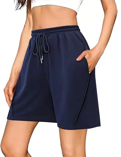 Litherday Damen Sportshorts aus Baumwolle mit Taschen und elastischem Bund