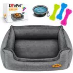 Lovpet Hundebett mit Napf und Kauknochen – Abnehmbarer Bezug, ideal für Hunde