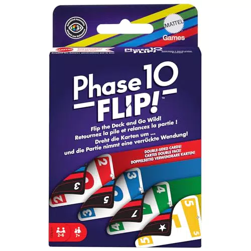 Mattel Games Phase 10 Flip - Familienspiel mit beidseitig bedruckten Karten