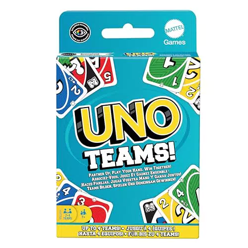 Mattel Games UNO Teams - Kartenspiel für Kinder und Erwachsene, für Partys und Reisen