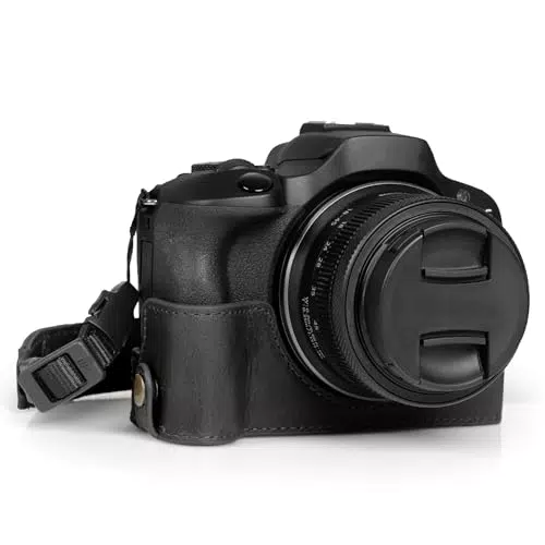 MegaGear Ever Ready Halbkameratasche aus echtem Leder für Canon EOS R100