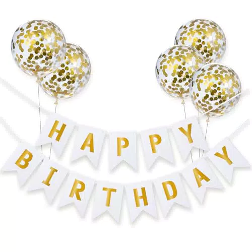 Meowoo Happy Birthday Girlande und Ballon Set für Party Dekoration
