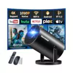 Mini Beamer 4K Projektor mit Full HD 1080P, WiFi 6, Bluetooth 5.2 und Android