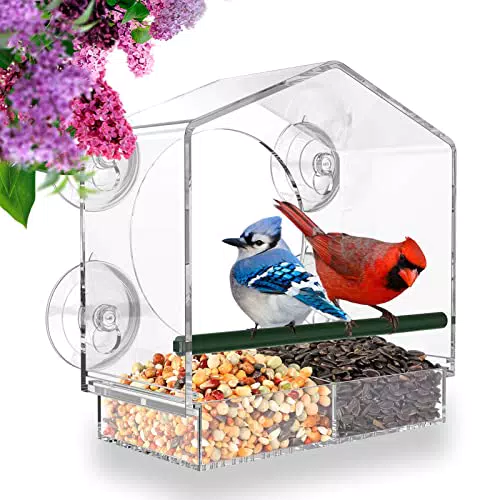 MrCrafts Fenster-Vogelfutterspender – Transparente Futterstelle für Wildvögel
