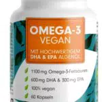 Omega-3 Algenöl Kapseln hochdosiert mit 600 mg DHA und 300 mg EPA