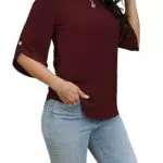 Oneezit Damen T-Shirt Kurzarm 3/4 Ärmel Rundhals Loose Casual Sommerblusen