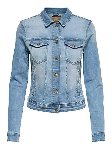 ONLY Damen Jeansjacke, Kurze Denim Übergangsjacke Blau