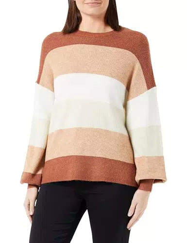 ONLY Damen ONLATIA L/S Stripe KNT NOOS Pullover, Tortoise Shell/Stripes:W. Mel/Indian TAN Mel/Cloud Dancer/Pumice Stone Mel/Indian TAN Mel/Tortoise Shell Mel