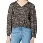 ONLY Damen Onltiana L/S Smock Top WVN Noos Bluse, Black/AOP:Lanna Ditsy