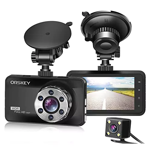 ORSKEY Dashcam 1080P Full HD, 170° Weitwinkel, Nachtsicht und Bewegungserkennung