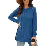 OUSIMEN Damen Sweatshirt Rundhals Langarm Pullover Casual Herbst Winter
