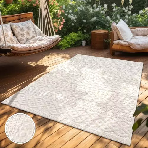 Paco Home Teppich für Innen- und Außenbereich, modernes Boho-Design, robust und wetterfest