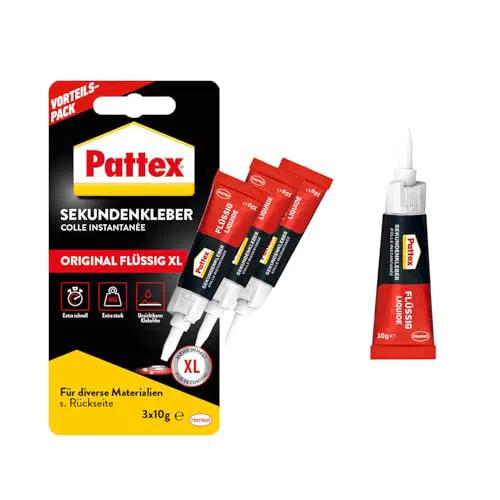 Pattex Sekundenkleber – Schnelltrocknender, spülmaschinenfester Superkleber für Reparaturen