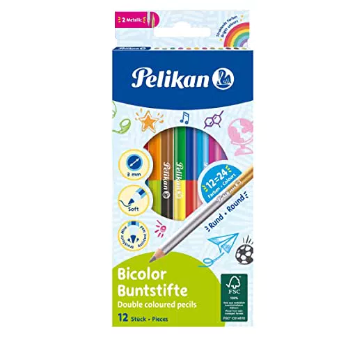 Pelikan 700146 Buntstifte mit zwei Farbschäften, farbig lackiert