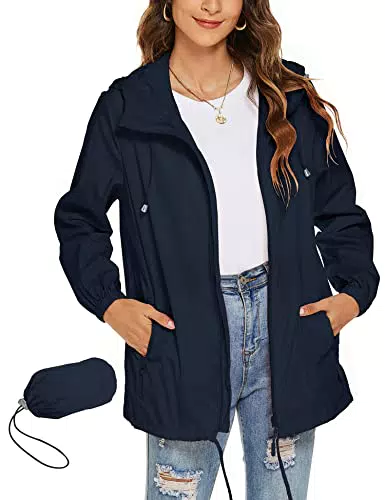 Rapbin Damen Regenjacke Dünn Wasserdicht Atmungsaktiv für Sport und Freizeit