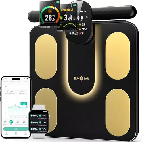 RunSTAR Körperfettwaage mit 8 Elektroden für Gewicht, BMI und Muskelmasse