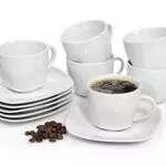 SÄNGER Kaffeetassen Set Bilgola aus Porzellan für 6 Personen, Eckiges Design