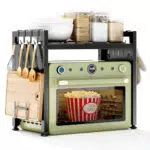 SAYZH Mikrowellenregal Organizer, erweiterbares Küchenregal mit 10 Haken