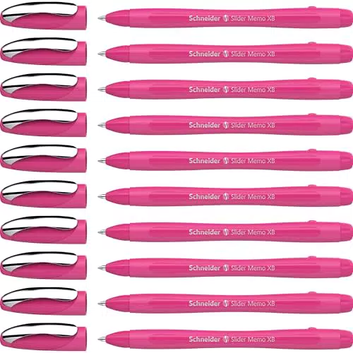 Schneider Slider Memo XB Kugelschreiber 10er Pack, Gehäusefarbe: power pink