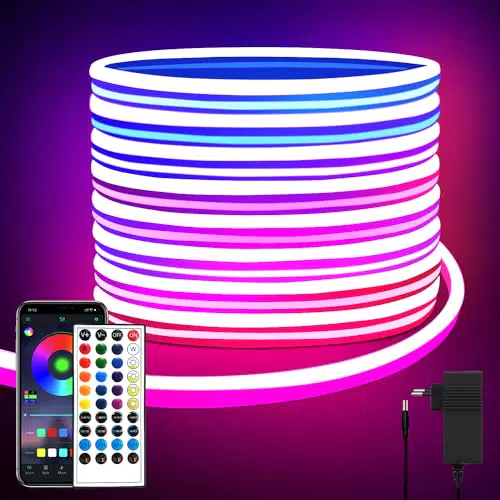 Segrass LED Neon Streifen 5M, 24V, Flexibel, IP65, Fernbedienung/APP Steuerung