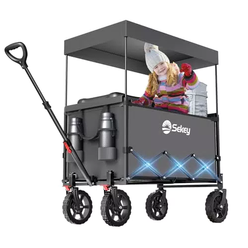 Sekey Faltbarer Bollerwagen mit Dach für Ausflüge, Strand und Camping, S4018