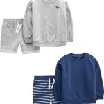 Simple Joys by Carter's Jungen 4-Piece French Terry Long-Sleeve Shirts and Shorts Playwear Set Spielbekleidungssets
