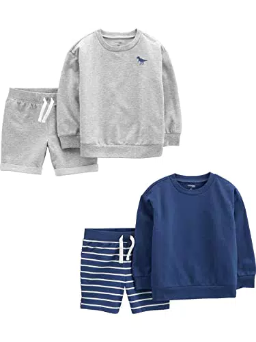 Simple Joys by Carter's Jungen 4-Piece French Terry Long-Sleeve Shirts and Shorts Playwear Set Spielbekleidungssets