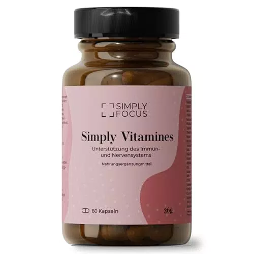 Simply Focus Vitamin A-E Kapseln mit Coenzym Q10 – Vegan, Gluten- und Laktosefrei
