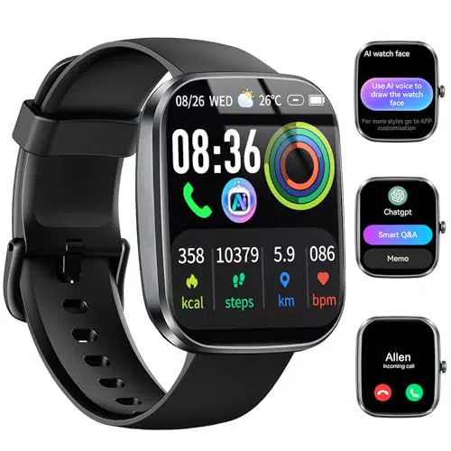 Smartwatch mit Telefonfunktion, 1.91" Fitnessuhr, IP68 wasserdicht, AI-Gesundheitsanalyse