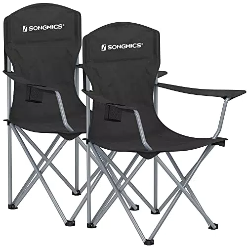 SONGMICS Klappstuhl mit hoher Rückenlehne und Getränkehalter für Outdoor-Aktivitäten
