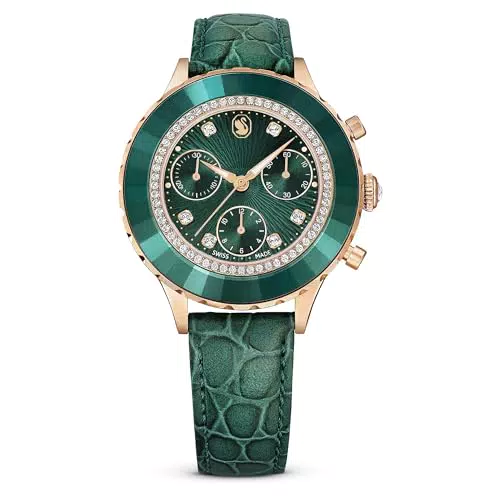 Swarovski Octea Chrono Damenuhr mit Lederarmband und Swarovski Kristallen