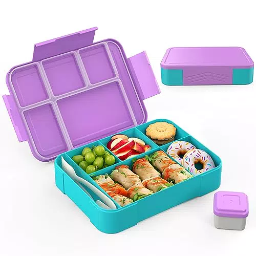 SWVIODMT Brotdose für Kinder, auslaufsichere Bento Box mit Fächern und Besteckset