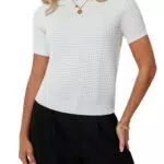 Damen Waffel T-Shirt Bluse Sommer Casual - Trendige Oberteile für Frauen
