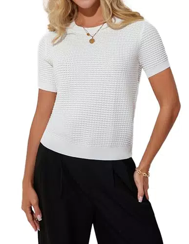 Damen Waffel T-Shirt Bluse Sommer Casual - Trendige Oberteile für Frauen