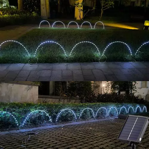 Tacobey Solarbetriebene Gartenleuchten mit flexiblen Röhren und 115 LEDs