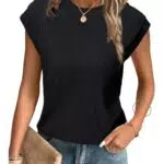 Tanmolo Damen Tanktop mit Flügelärmeln aus strukturiertem Strickmaterial