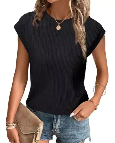 Tanmolo Damen Tanktop mit Flügelärmeln aus strukturiertem Strickmaterial