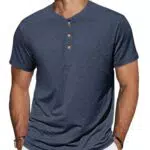 TARAINYA Herren Henley Shirt Baumwolle Kurzarm T-Shirt Sommer