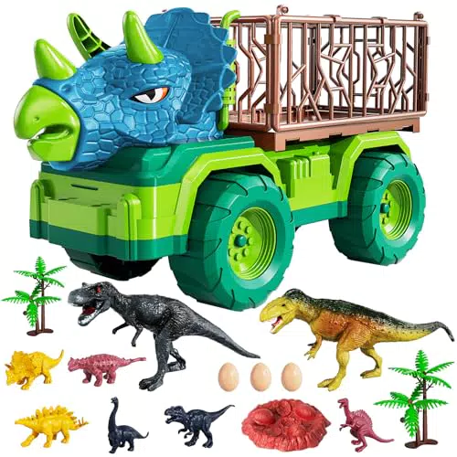 TEMI Dinosaurier Transporter Spielzeug für Kinder von 3–5 Jahren mit Spielmatte