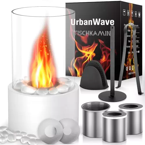 Tischkamin mit 2 Flammenringen – Bio-Ethanol Kamin für Indoor & Outdoor