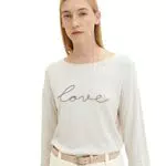 TOM TAILOR Damen 1035465 T-Shirt mit Stickerei, 31222 - Dreamy Blue Melange