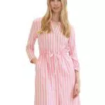 TOM TAILOR Damen Kleid mit Streifen und Bindegürtel