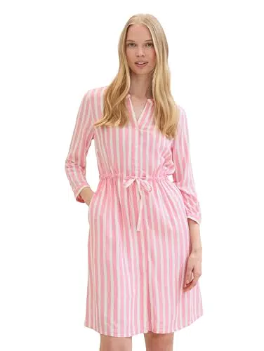 TOM TAILOR Damen Kleid mit Streifen und Bindegürtel